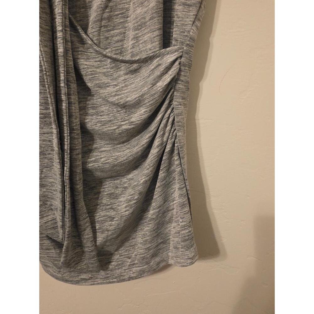 Candie’s Y2K Gray Tie Neck Ruched Top Women’s L Short Sleeve - Picture 3 of 6